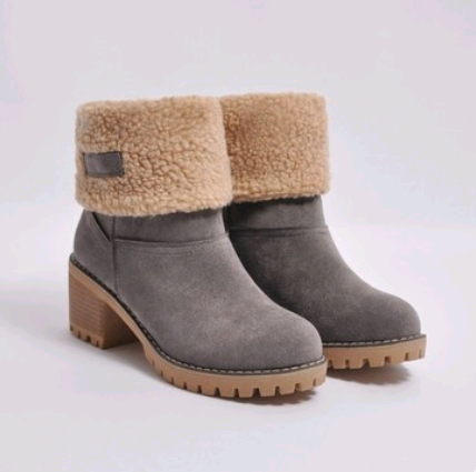 Women's Suede Mid-Tube Boot – Low Block Heel Winter Comfort