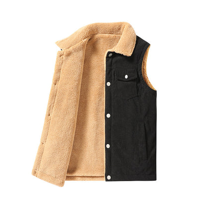 Men's Corduroy Vest – Thick Lined, Retro Work Vest for Core Warmth