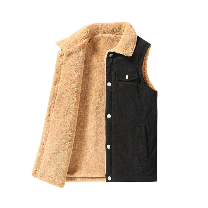 Men's Corduroy Vest – Thick Lined, Retro Work Vest for Core Warmth