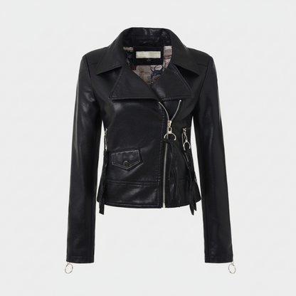 Women's Vegan Leather Motorcycle Jacket – Classic Moto Silhouette