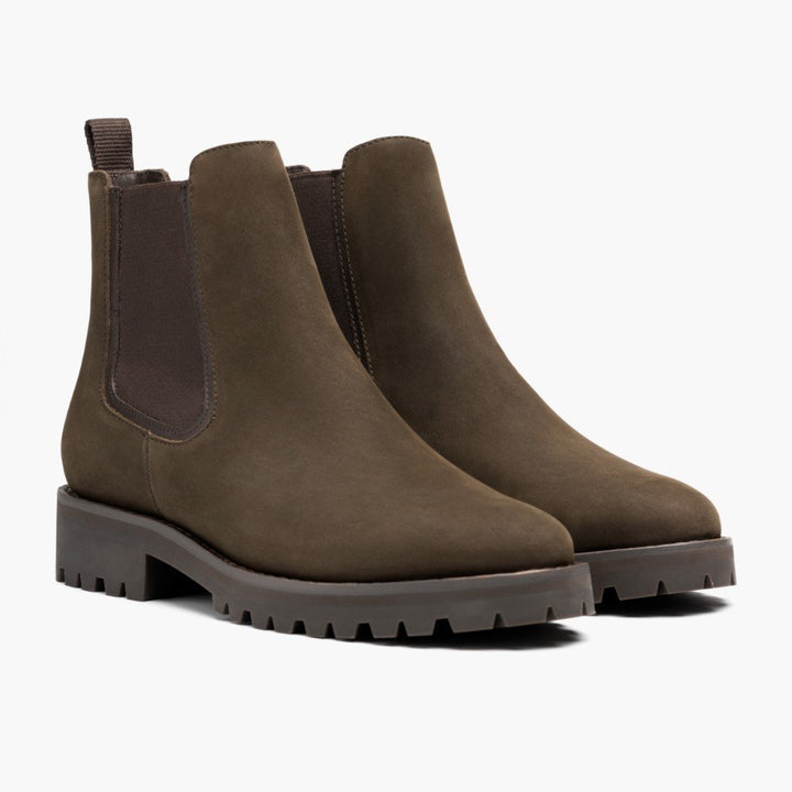 Women's Chunky Platform Ankle Boot – Vegan Leather Round Toe