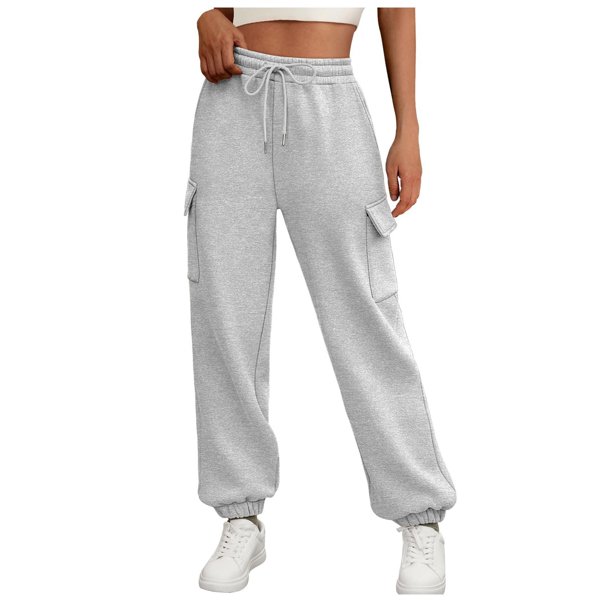 Women's Fleece Lined Jogger Cargo Trousers with Pockets