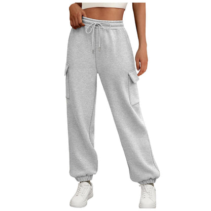 Women's Fleece Lined Jogger Cargo Trousers with Pockets