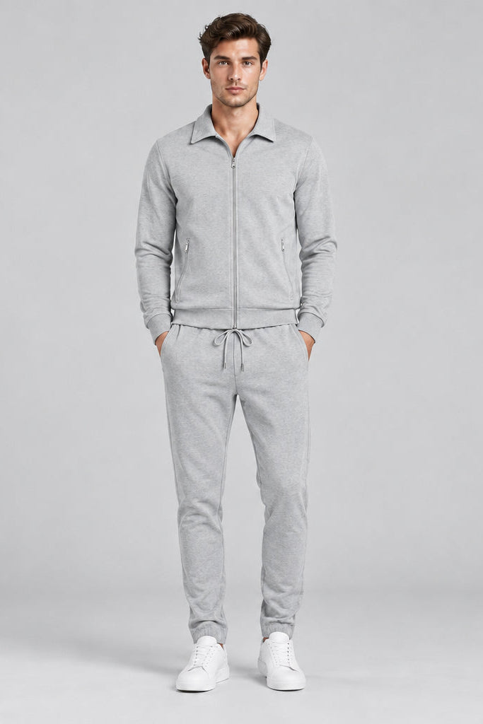 Men's Waffle Textured Two Piece Suit – Long Sleeve Jacket & Trousers