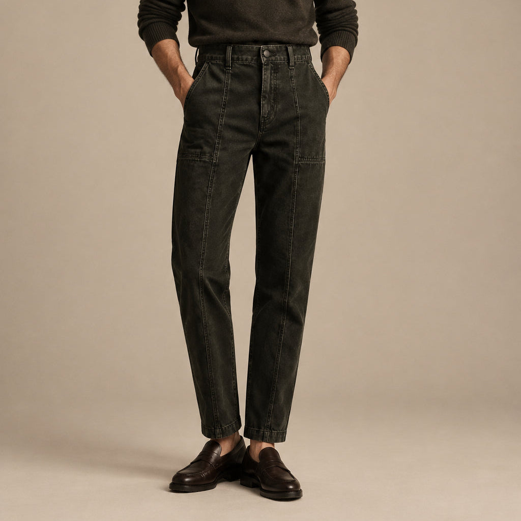 Men's Utility Tapered Pants – High Waist Patchwork Detail