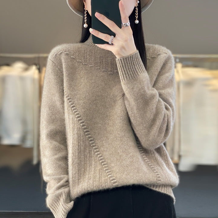 Wool Women's Sweater – Classic Knit Relaxed Fit Pullover