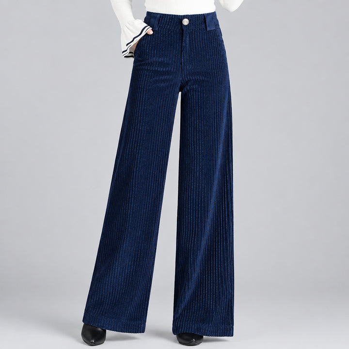 Women's Velvet Wide-leg Floor-length Trouser – Elegant Urban Style