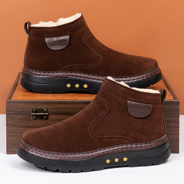Men's Sheepskin Wool Boot – Low Heel Non-Slip Comfort Footwear
