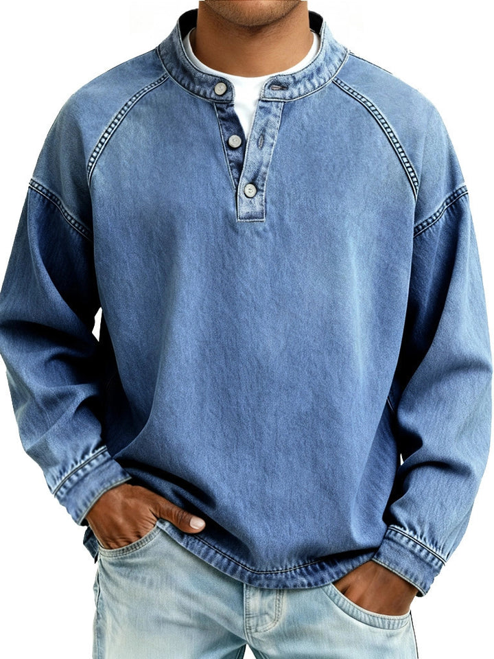 Men's Casual Long Sleeve Shirt – Relaxed Fit Vintage Style