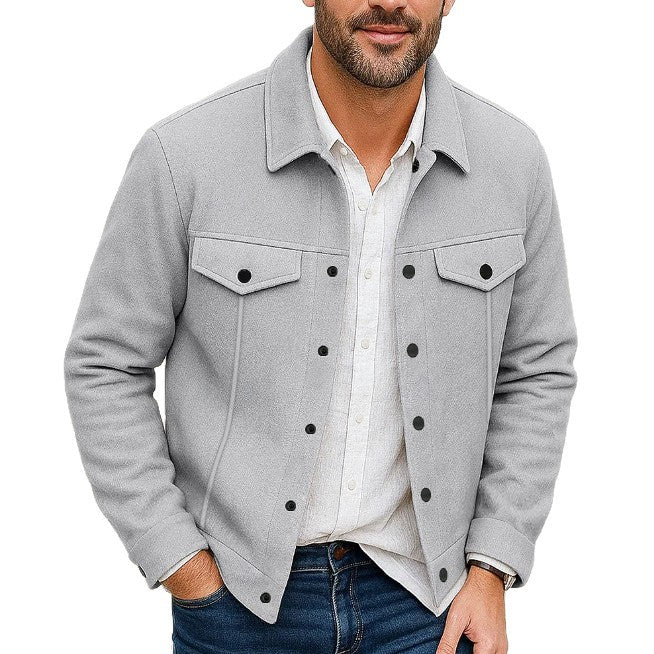 Men's Slim Fit Wool Look Coat – Classic Lapel Design