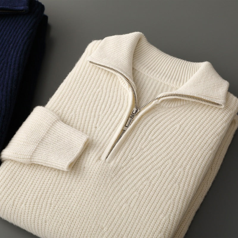 Men's Half-Zip Polo Collar Sweater – Relaxed Loose Fit