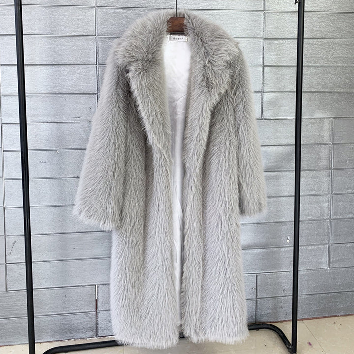 Women's Suit Collar Faux Fur Coat – Relaxed Urban Silhouette