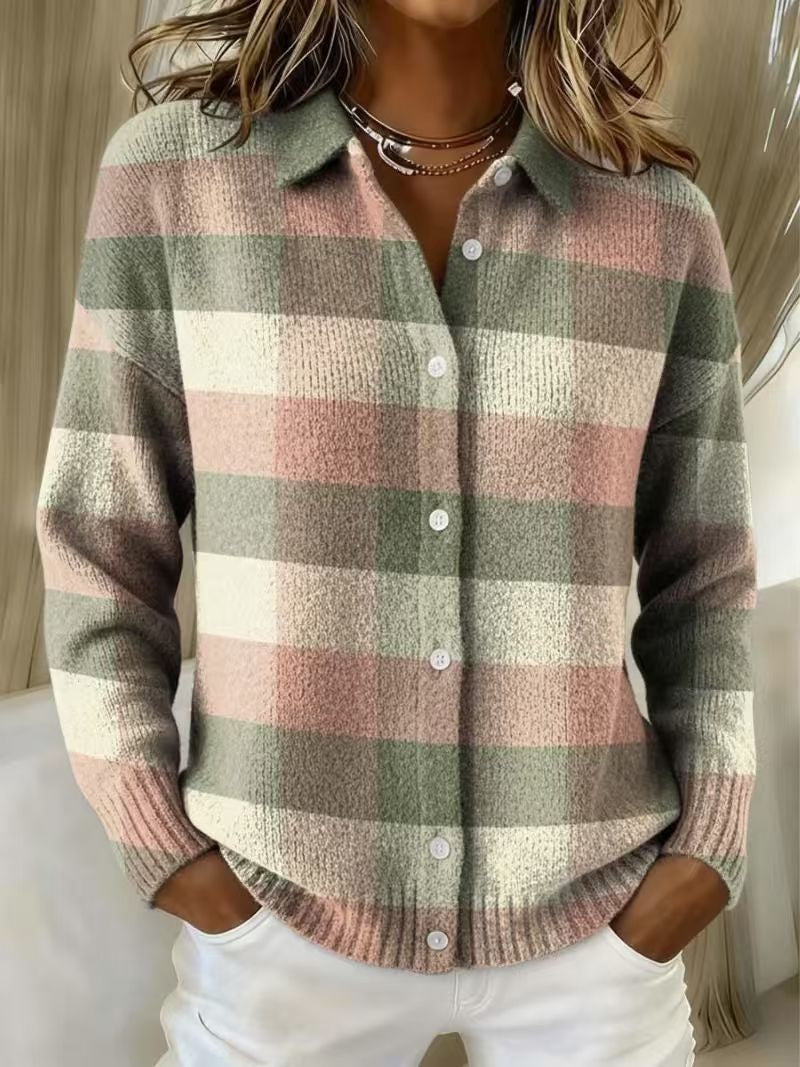 Women's 3D Texture Lapel Cardigan Top – Art-Inspired Thick Knit