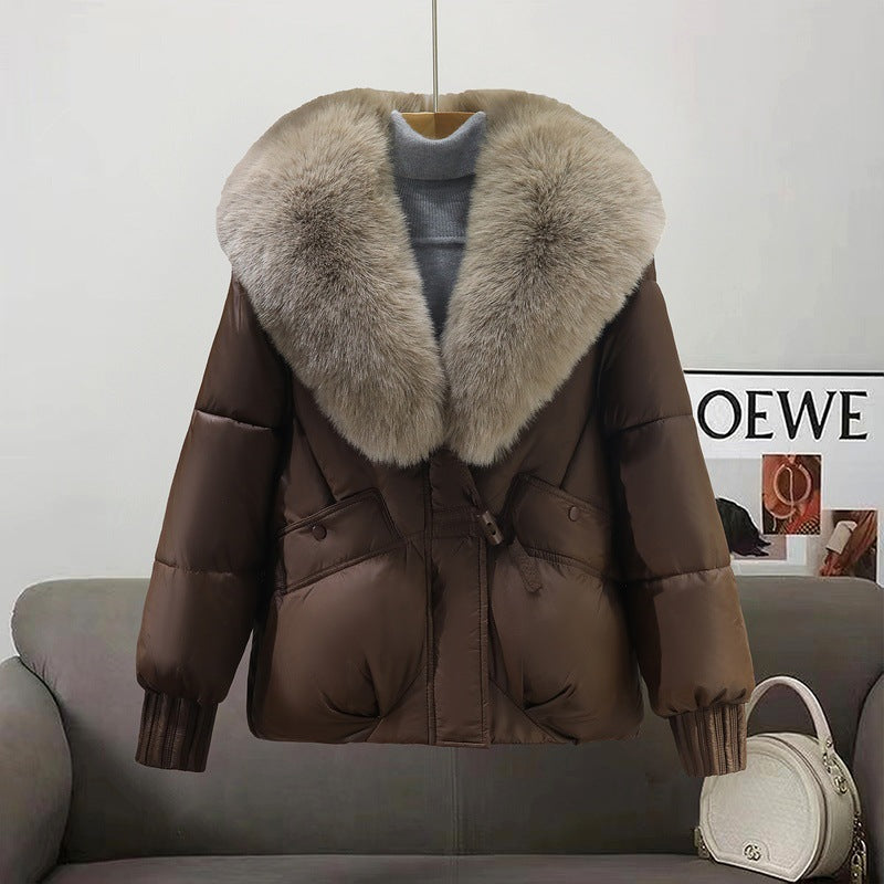 Women's Luxury Fur Collar Coat – Removable Collar, Regular Fit