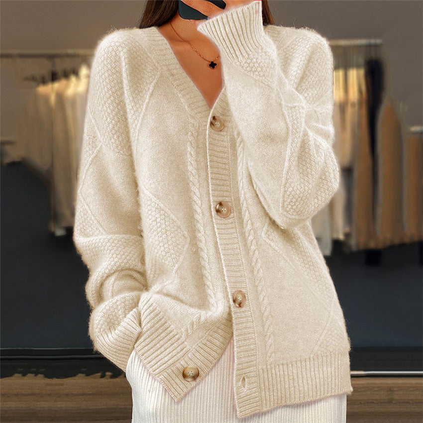Women's Brocade Knit Sweater Coat – Relaxed Open-Front Design