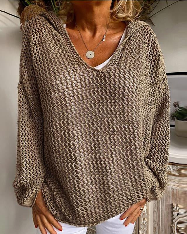 Women's Mesh Hoodie - Hollow-Out Long Sleeve Lightweight Layer