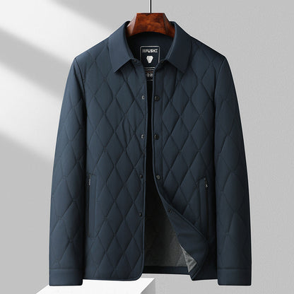 Men's Quilted Thermal Jacket – Slim Fit Cardigan Cotton