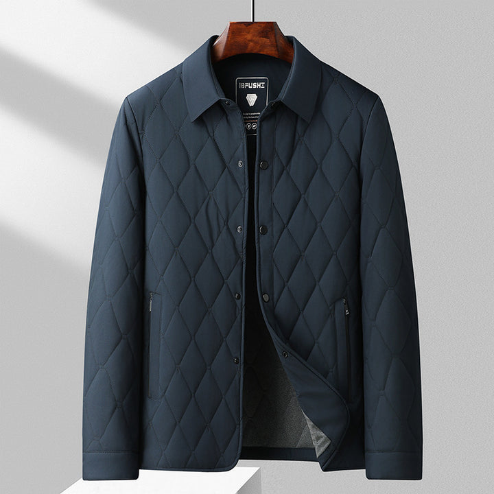 Men's Quilted Thermal Jacket – Slim Fit Cardigan Cotton