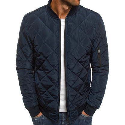 Men's Quilted Stand Collar Jacket – Urban Diamond Stitch Cardigan