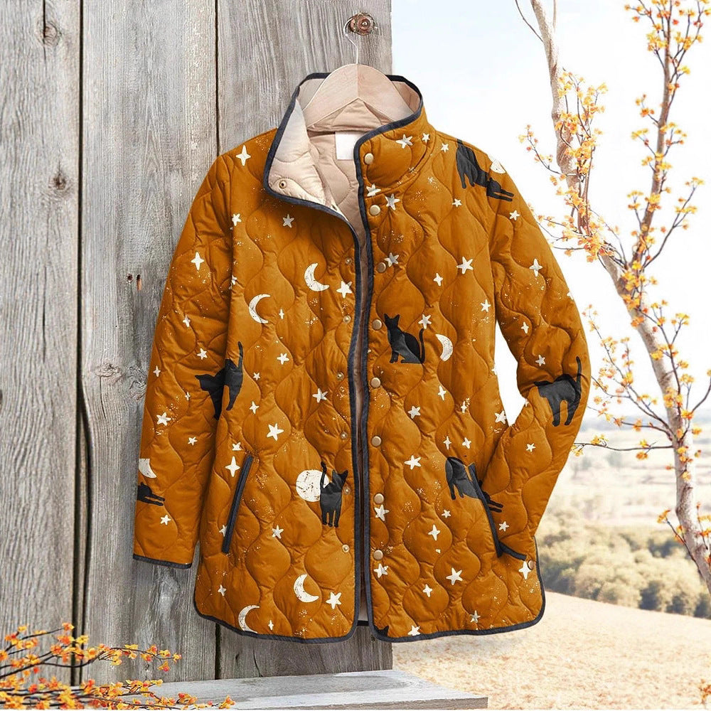 Women's Gradient Quilted Jacket – Stand Collar, Commuter Fit