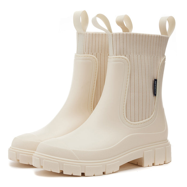 Women's Waterproof Mid Calf Boot – Elastic Band Slip-On Design