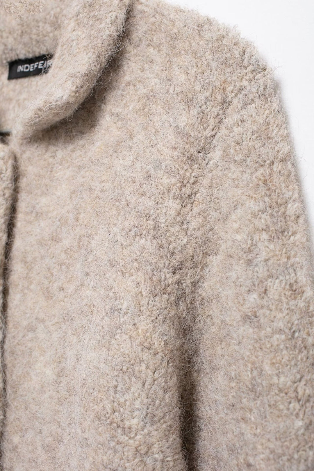Knitted Coat for Women – Flower Row Buttons & Textured Knit