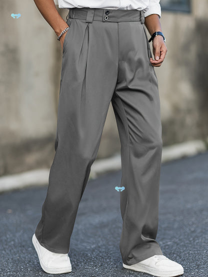 Men's Wide-Leg Cotton Trouser – Relaxed Fit, Stretch Waistband