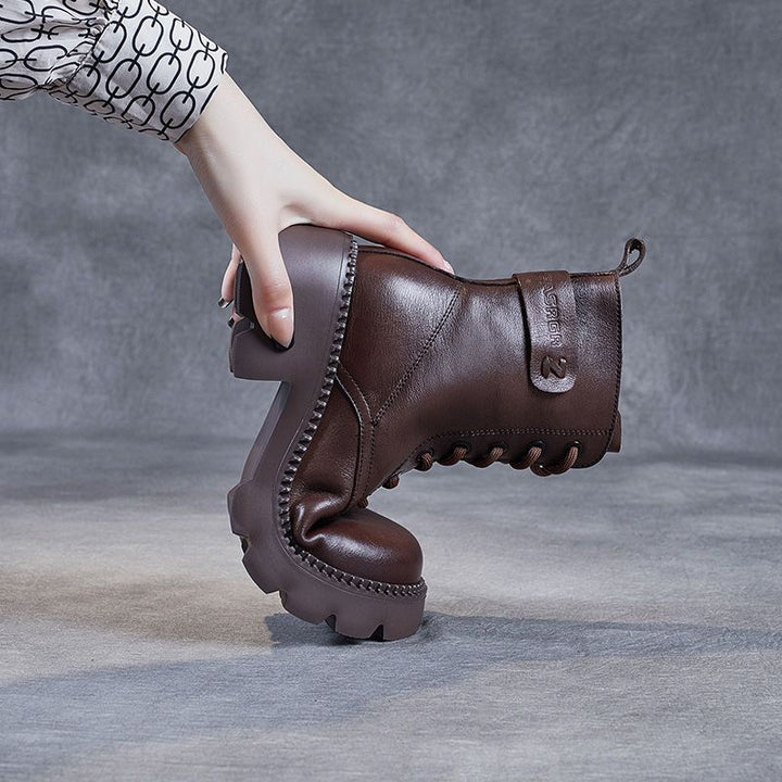 Platform Ankle Boots for Women – Fleece Lined, High Heel, British Style