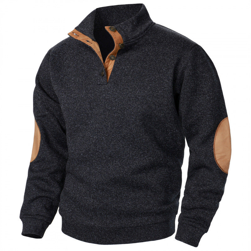 Men's Stand Collar Knit Sweater – Jacquard Textured Pullover