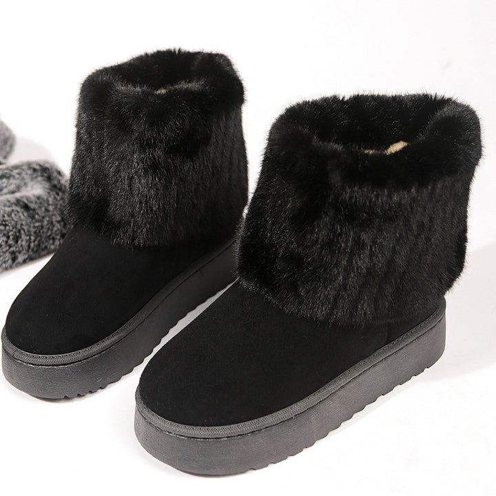 Women's Platform Mid Boots – Furry Plush Lined, Thick Sole Comfort