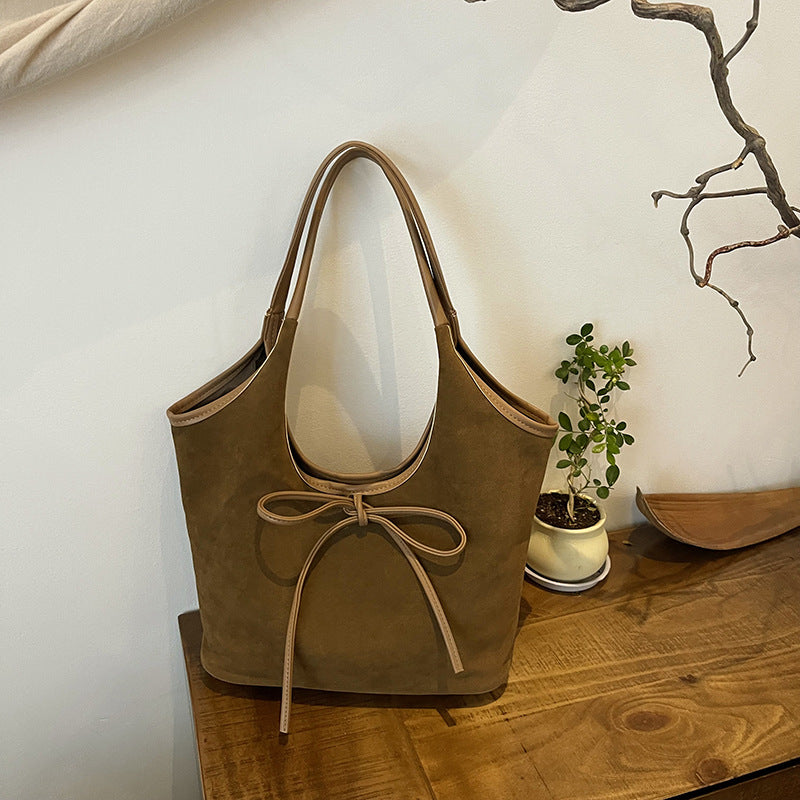 Bucket Shoulder Bag for Women – Soft Vegan Leather, Double Straps