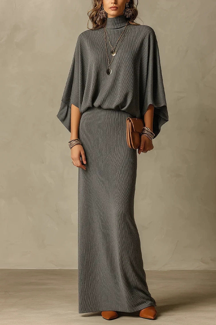 Women's Two Piece Set Cotton Batwing Sleeve Top & Long Skirt