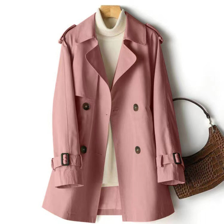 Women's Wrap Coat – Mid Length, Double Layer, Waist Tie