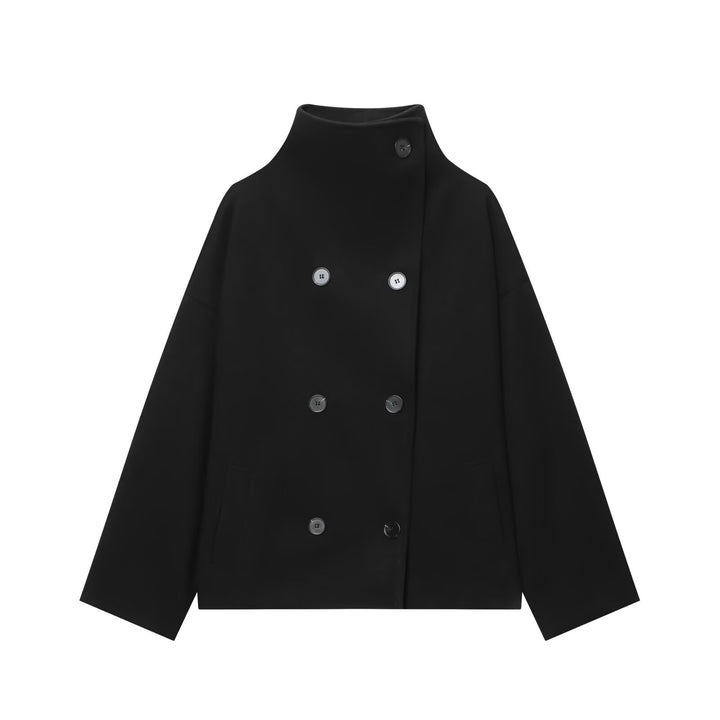 Women's High Neck Knit Top – Button Detail Loose Fit Sweater