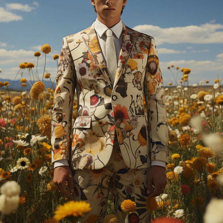 Men's Colorblock Blazer – Tailored Cotton Statement Suit Jacket