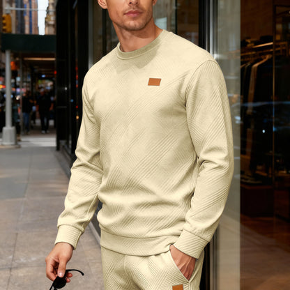 Men's Textured Crew Neck Sweatshirt – Relaxed Everyday Fit