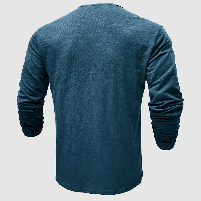 Men's Long Sleeve Cotton T-Shirt – Relaxed Pullover Fit