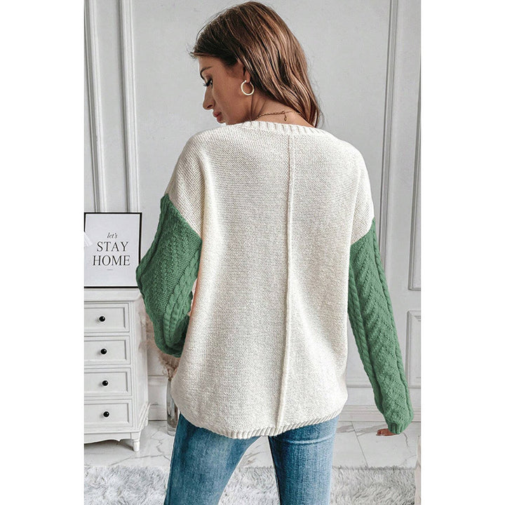 Women's Contrast Color Pullover Sweater – Modern Casual Knit