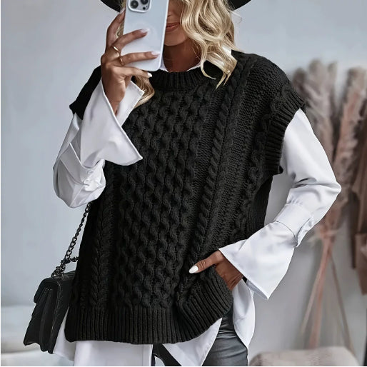 Women's Knit Sweater Vest – Sleeveless Round Neck Pullover
