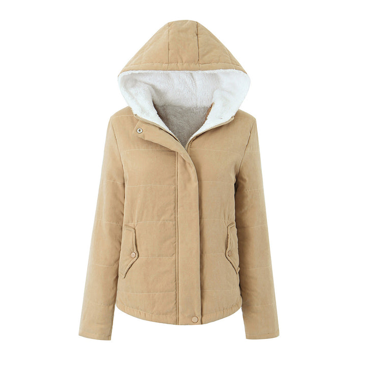 Women's Hooded Padded Jacket – Fleece Lined, Slim Fit, Lightweight Comfort