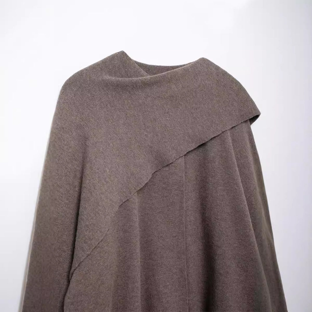 Women's Cloak Style Coat – Relaxed Draped Silhouette