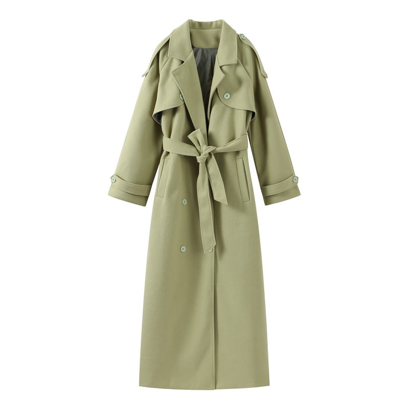 Women's Long Lapel Tie-Waist Coat – Elegant Layered Silhouette