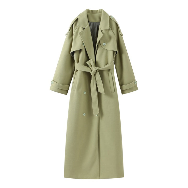 Women's Long Lapel Tie-Waist Coat – Elegant Layered Silhouette