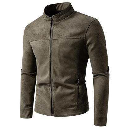 Men's Vegan Leather Jacket – Retro Tie-Dye, Relaxed Fit, Mid-Length