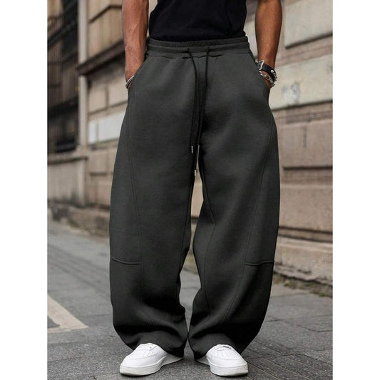 Men's High Waist Cropped Trousers – Lightweight Straight Fit Blend