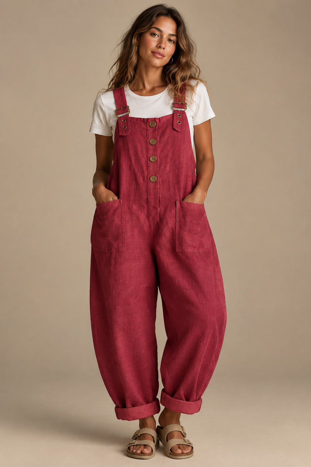 Women's Straight-Leg Overall Jumpsuit – High Waist Minimalist Style