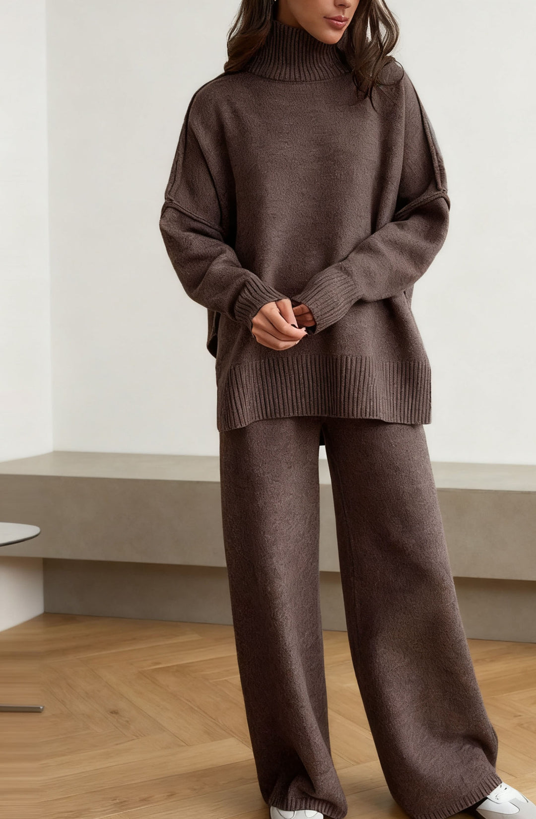Women's Relaxed Knit Two Piece Set – Soft Long Sleeve Sweater & Pants