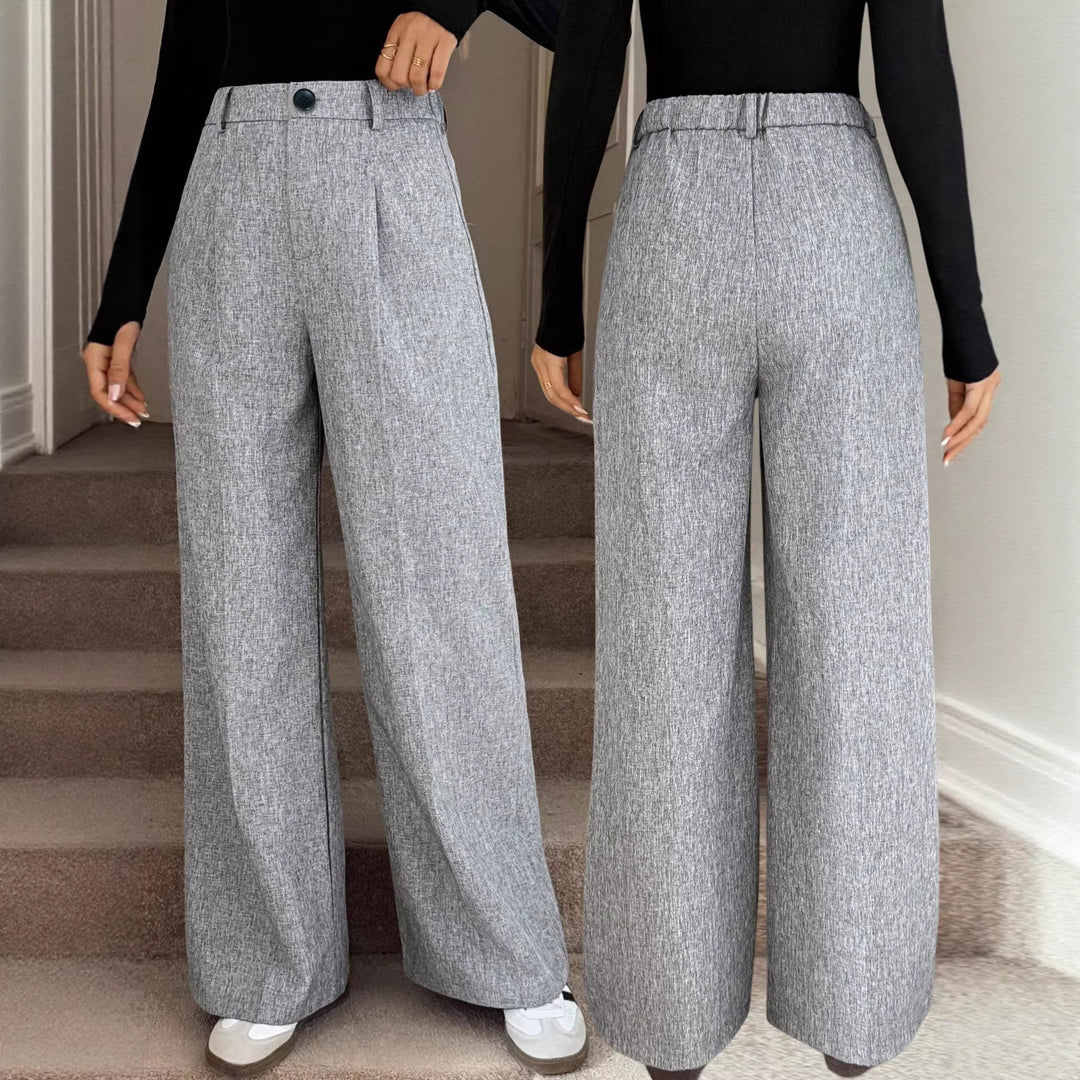 High Waist Cotton Straight-Leg Trouser – Elegant Bootcut Style