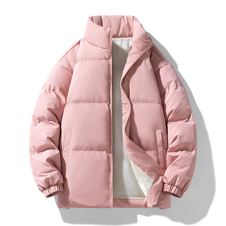 Men's Quilted Padded Winter Coat – Stand Collar, Warm Outerwear