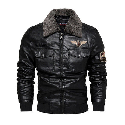 Men's Vegan Leather Motorcycle Jacket – Plush Warm Lapel